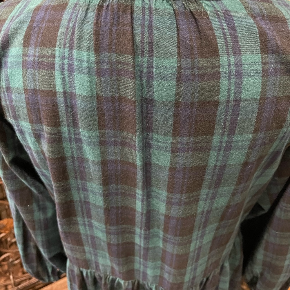 Time and Tru Teal Plaid Long Sleeve Dress with pockets - Picture 6 of 9